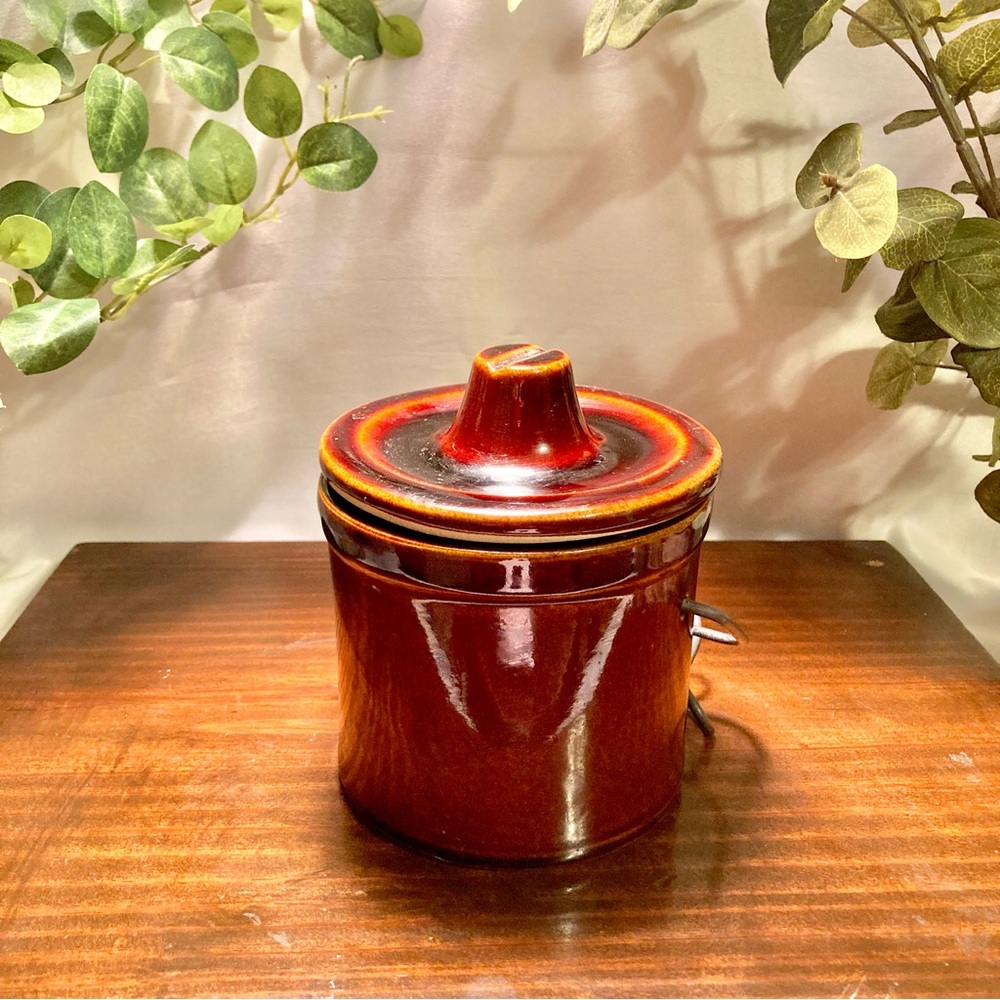 Vintage Brown Ceramic Canister Jar